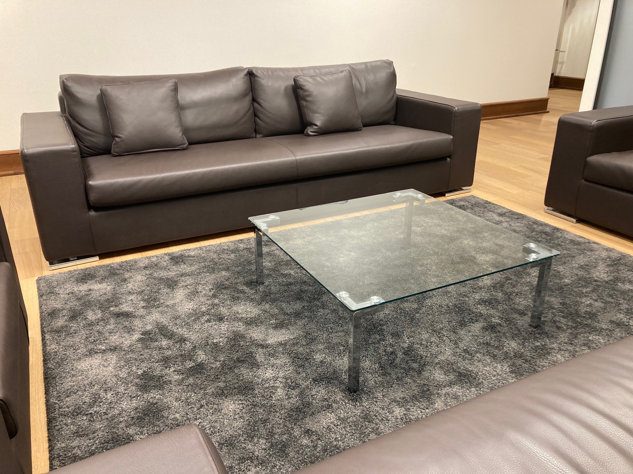 Halma Sofa Leder braun inkl. Couchtisch Who's Perfect COCOLI